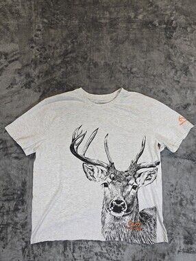 Realtree Deer Graphic T Shirt Size Large Gray Outdoor